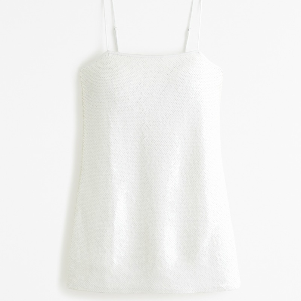 NEW Abercrombie & Fitch White Sparkle Sequin Dress - Picture 8 of 9